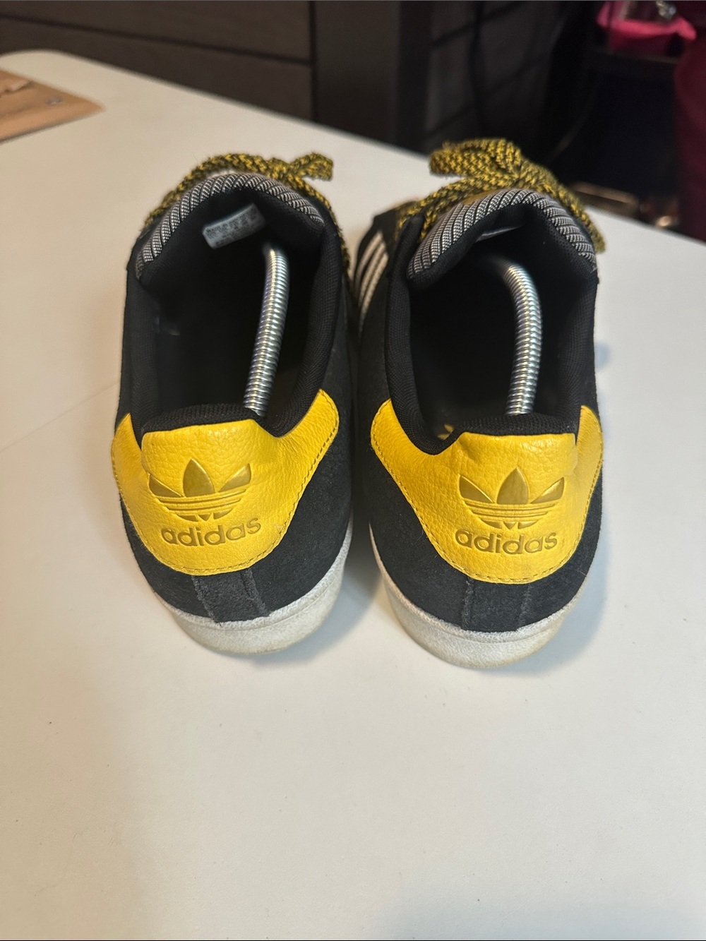 adidas Kids Black & Yellow Low-Top Sneakers with Trefoil Heel